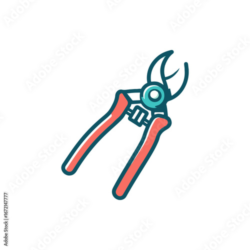 A pair of garden shears with a vibrant design, placed against a clean white background