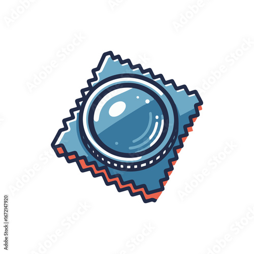 A colorful illustration of a condom package resting on a flat surface, symbolizing safe sex awareness