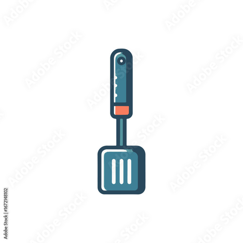 A colorful kitchen spatula resting on a clean countertop, ideal for cooking and baking activities