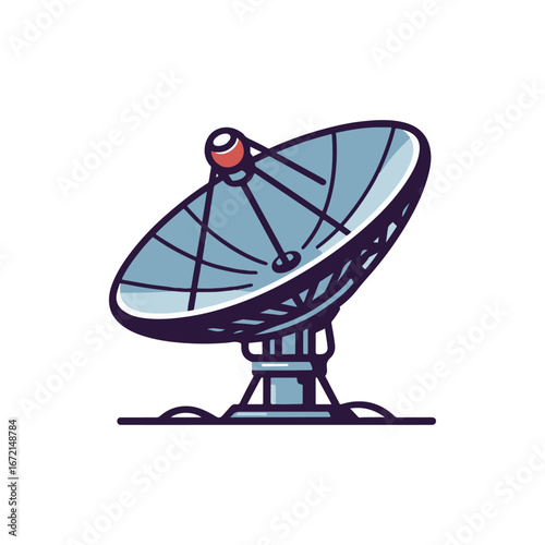 A detailed illustration of a satellite dish capturing signals in an open field