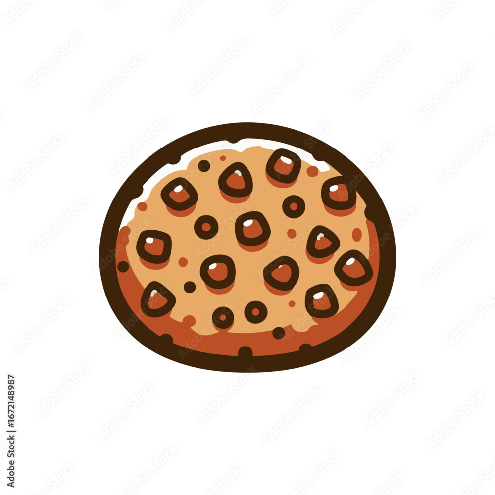 Fototapeta premium A freshly baked chocolate chip cookie on a clean white background, perfect for dessert promotions