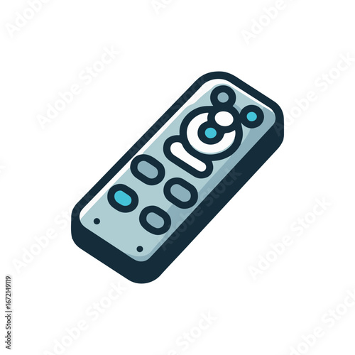 A modern remote control with a sleek design, featuring buttons for easy navigation and usage