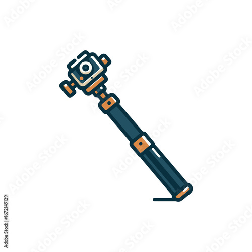 A modern selfie stick with a camera attachment, ideal for capturing memories during travel