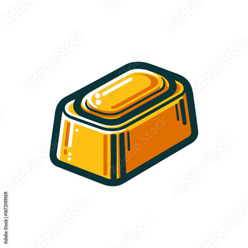 A vibrant gold ingot resting on a clean surface, symbolizing wealth and prosperity