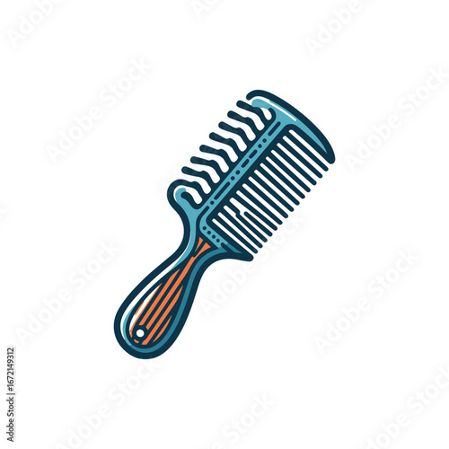 A vibrant hair comb resting on a plain background, showcasing its unique design and texture