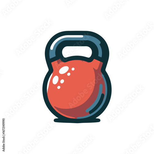A vibrant red kettlebell positioned on a white background, ideal for fitness and workout themes