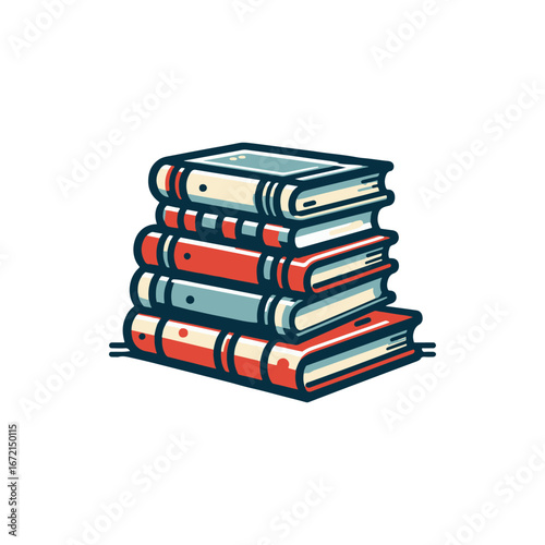 A vibrant stack of colorful books arranged neatly, symbolizing knowledge and learning, with a plain background