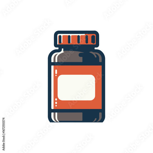 A vibrant illustrated bottle of vitamins on a clean background, ideal for health-related content