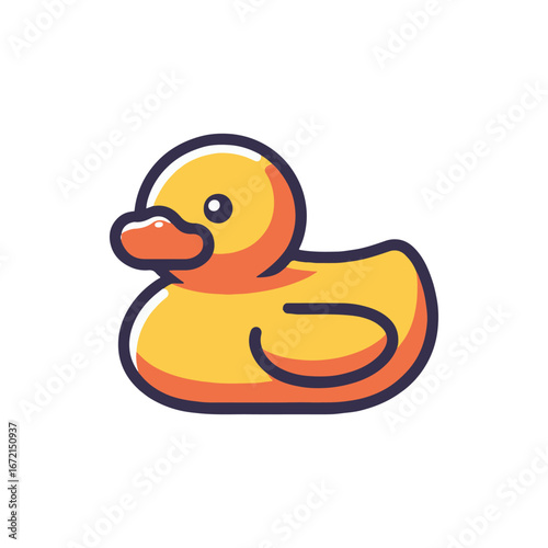 Cartoon rubber duck floating cheerfully in a bright background, perfect for children's themes