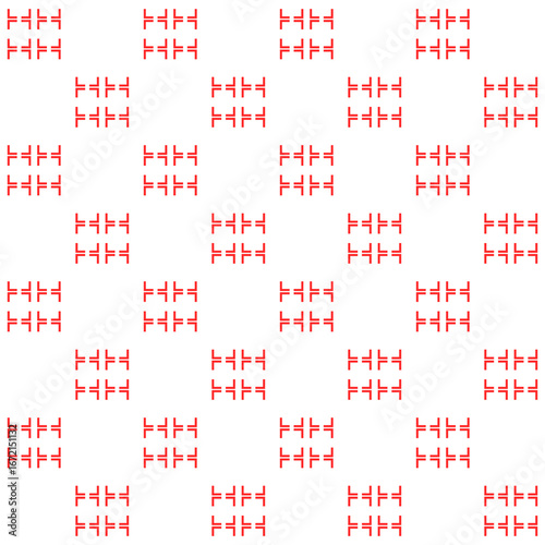 Simple minimalist geometric motif vector design. Seamless pattern for male fashion. Shirt fabric swatch red white modern pattern.