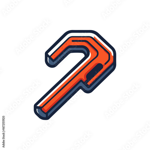 Brightly colored red crowbar resting on a white background, ideal for construction and DIY projects