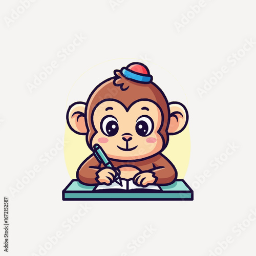Baby monkey on homework
