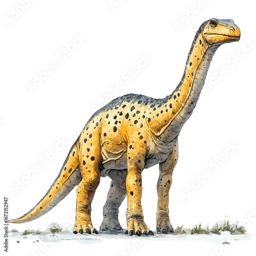 watercolor vector of Diplodocus, isolated on a white background.