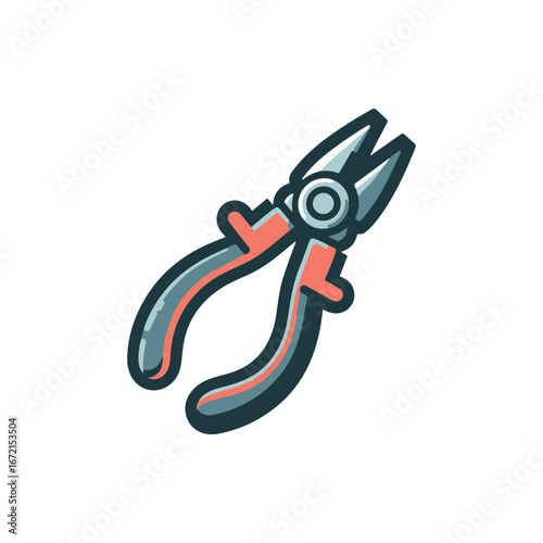 Colorful illustration of a pair of pliers used for cutting wires, set against a plain background