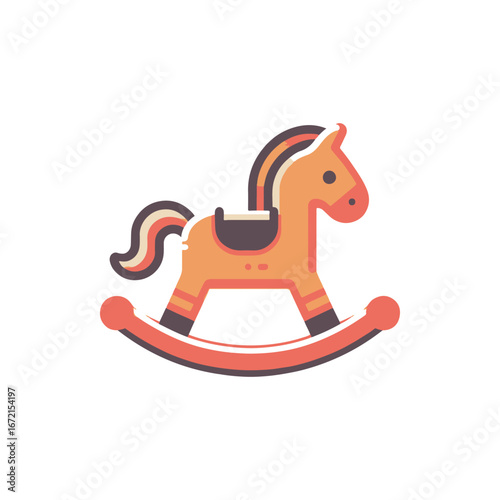 Colorful rocking horse toy on a white background, ideal for children's playtime and decor