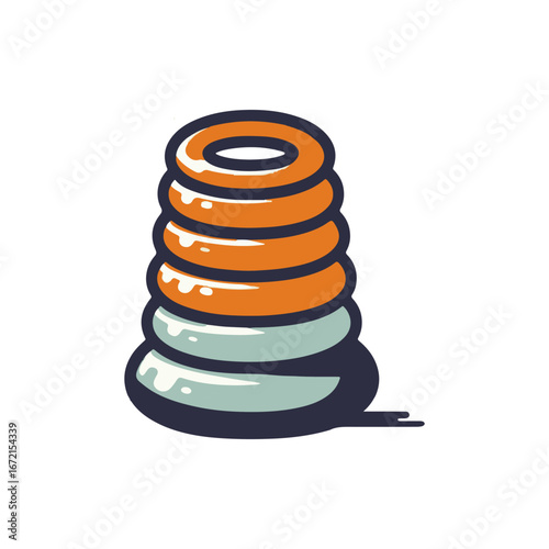 Colorful stacking rings toy on a white background, ideal for children's playtime and development