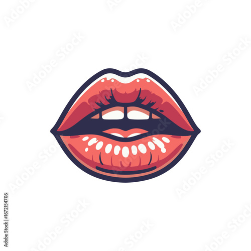 Wallpaper Mural Close-up illustration of vibrant lips with a glossy finish on a white background Torontodigital.ca