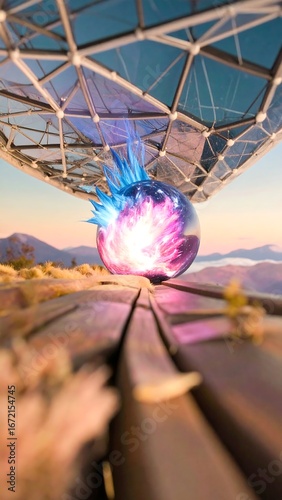 Crystal orb at sunrise