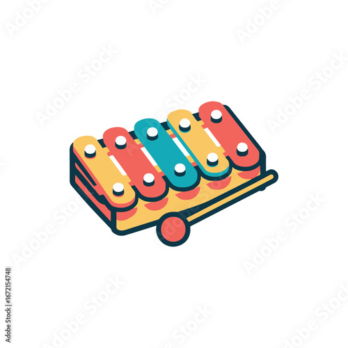 Colorful xylophone on a white background, ideal for music education and children's play