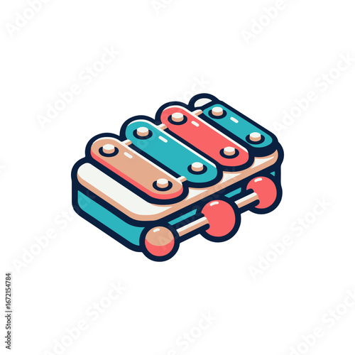 Colorful xylophone with vibrant keys, showcasing musical elements and playful design