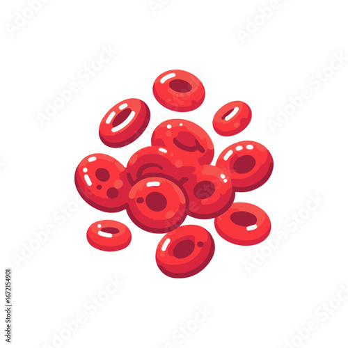 Cluster of red blood cells illustrating their shape and function in human biology