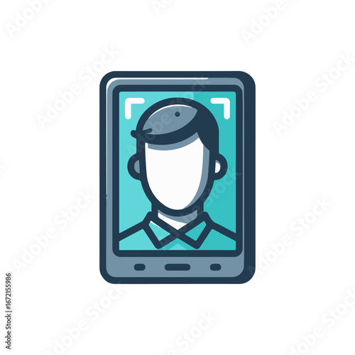 Digital illustration of a person taking a selfie with a smartphone in a bright setting