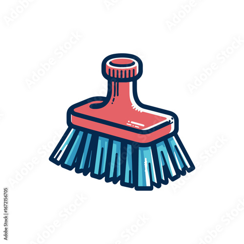 Colorful illustration of a cleaning brush with vibrant bristles, symbolizing cleanliness and hygiene