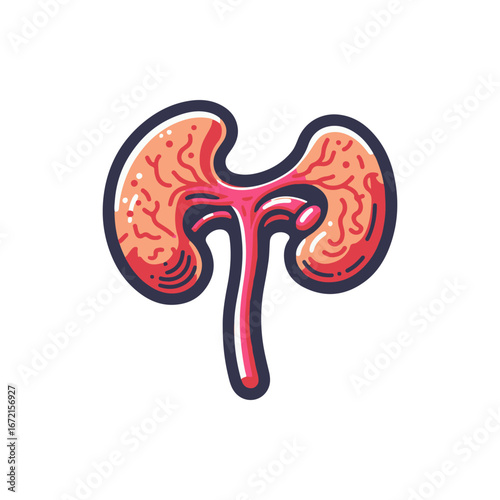 Colorful illustration of a human kidney showcasing its structure and function