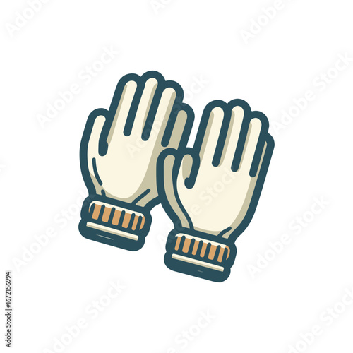 Pair of cozy winter gloves resting on a flat surface, ideal for fashion or seasonal promotions