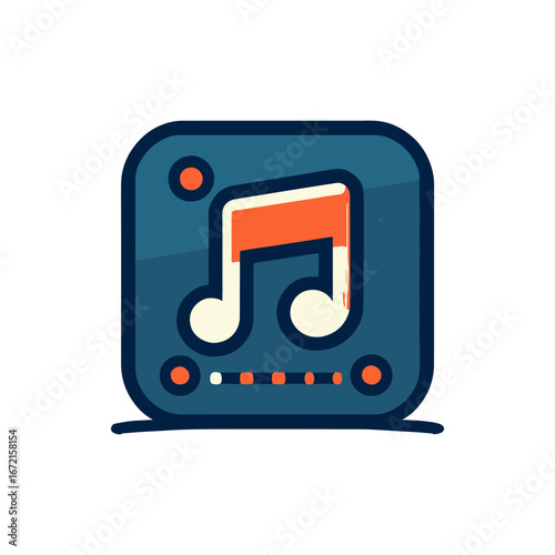 Colorful music note icon on a blue background, symbolizing audio and rhythm for digital platforms
