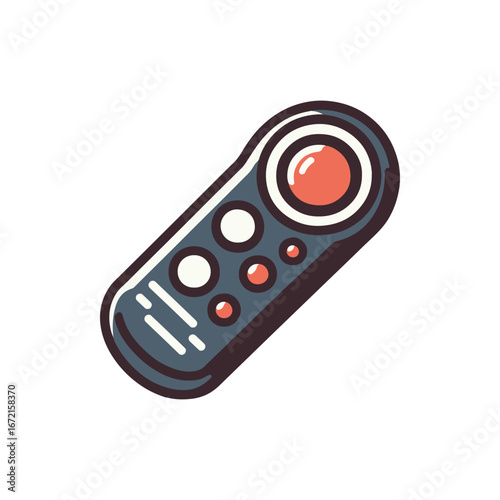 Colorful remote control with buttons, isolated on white background, ideal for tech product visuals
