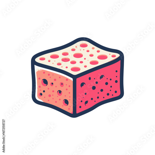 Colorful sponge illustration with detailed texture and bubbles, suitable for cleaning or art use