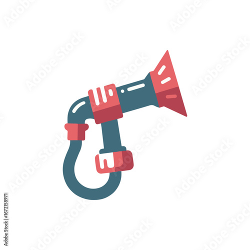 Colorful vintage-style horn with a flexible hose, set against a plain background, ideal for retro-themed designs