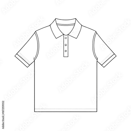 Clean vector outline of a classic short sleeve polo shirt for fashion design and apparel mockups