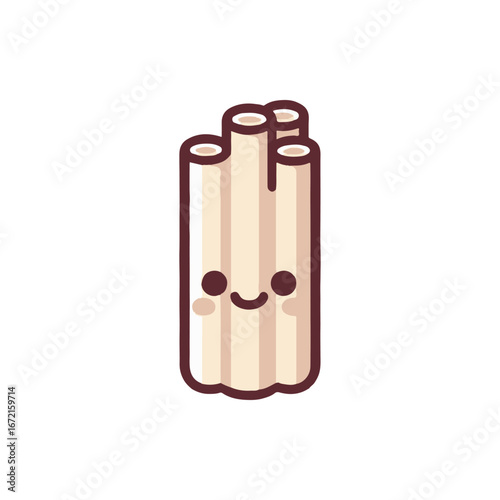 Cute cartoon illustration of a smiling log with a happy expression on a plain background