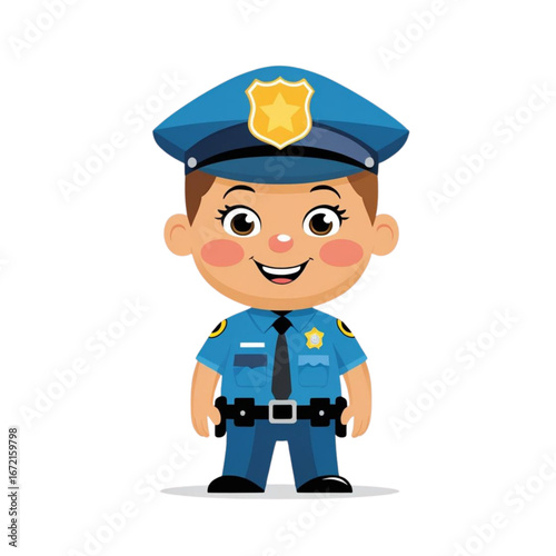 Adorable cartoon police officer character illustration vector graphic scalable for commercial use