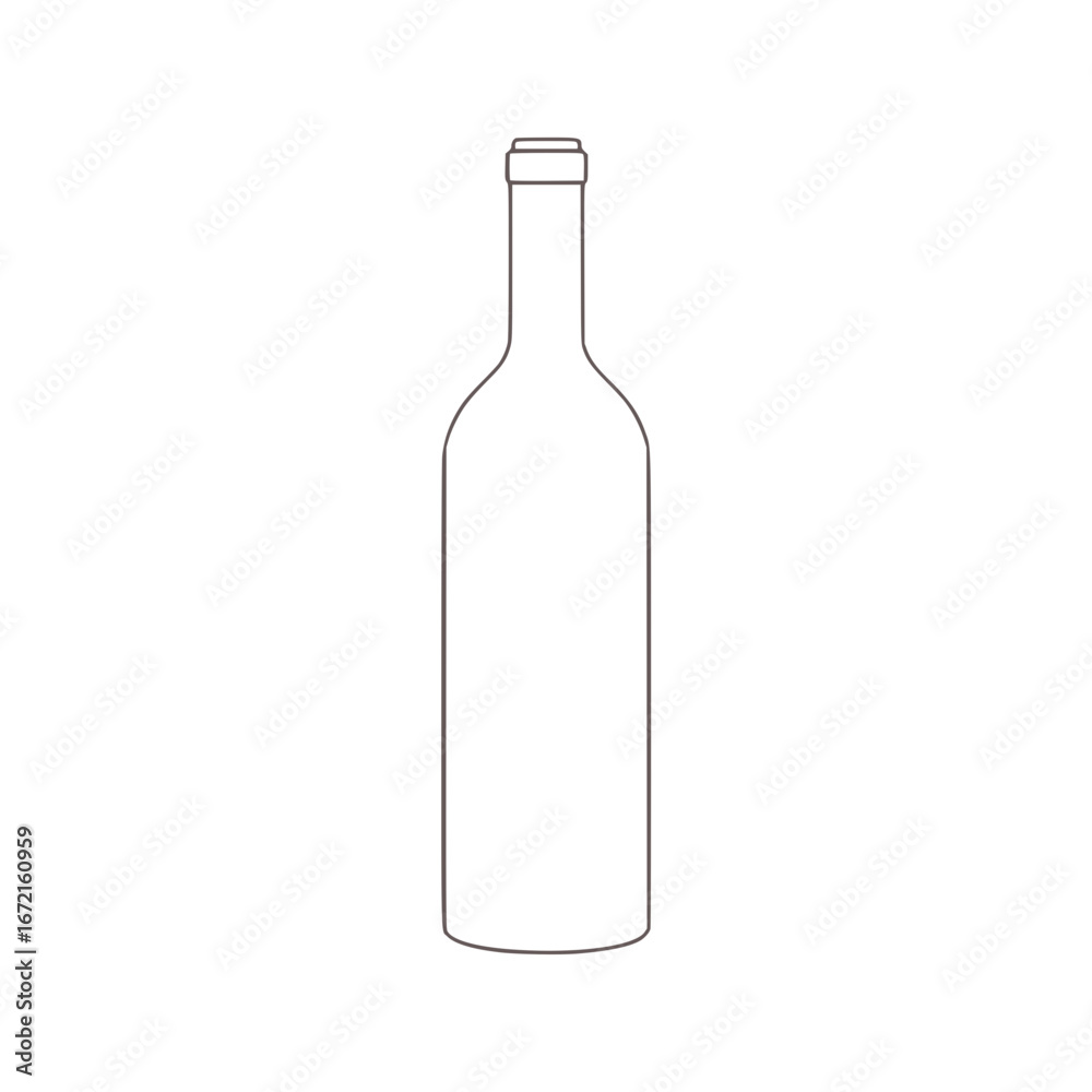 Clean outline vector illustration of a classic wine bottle perfect for beverage and design projects Clean outline vector illustration of a classic wine bottle perfect for beverage and design projects