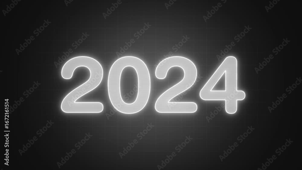 2024 neon line text animation. Glowing 2024 number text animation background. abstract year animation. 2024 text with screen effects of technological failures. Concept of counting years
2024 neon line text animation. Glowing 2024 number text animation background. abstract year animation. 2024 text with screen effects of technological failures. Concept of counting years