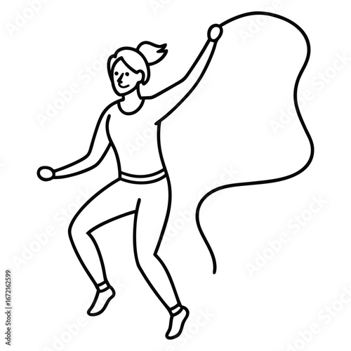 Active girl jumping rope in a dynamic pose.