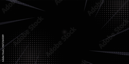 Dark abstract radial sunburst background with black rays converging to the center. Minimalist geometric pattern ideal for posters, banners, presentations, wallpapers