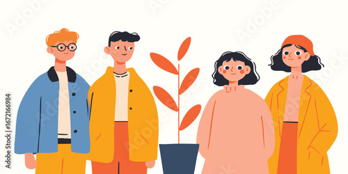 A gathering of four young a...