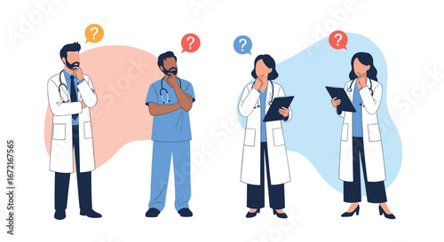 Medical professionals pondering complex health challenges and patient treatment options