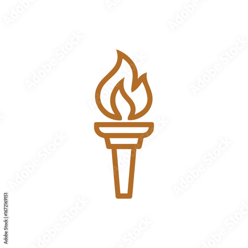 Elegant minimal outline torch icon with a burning flame symbolizing hope and achievement