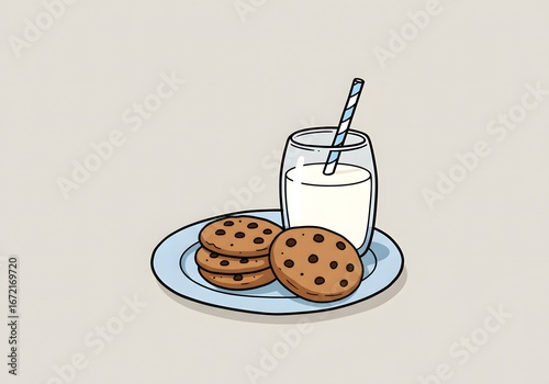 Cookies and Milk Illustration for Snack Time