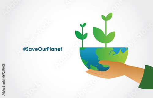 save our planet, earth day, go green, design icon logo concept