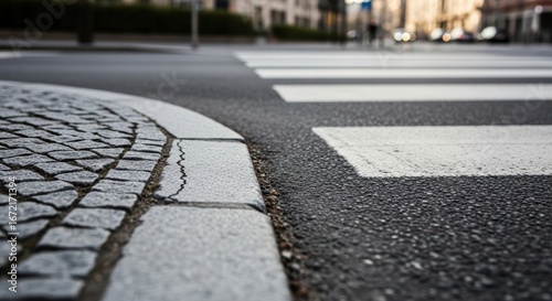 Wallpaper Mural City crosswalk and cobblestone pavement in urban setting during daytime Torontodigital.ca