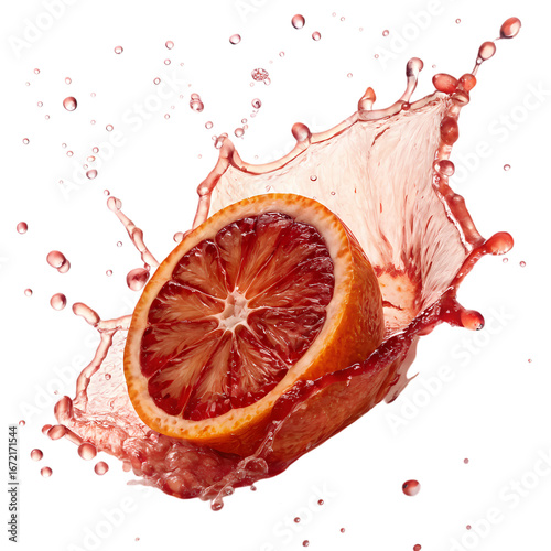 Blood Orange Splash Vibrant Citrus Burst on transparent background