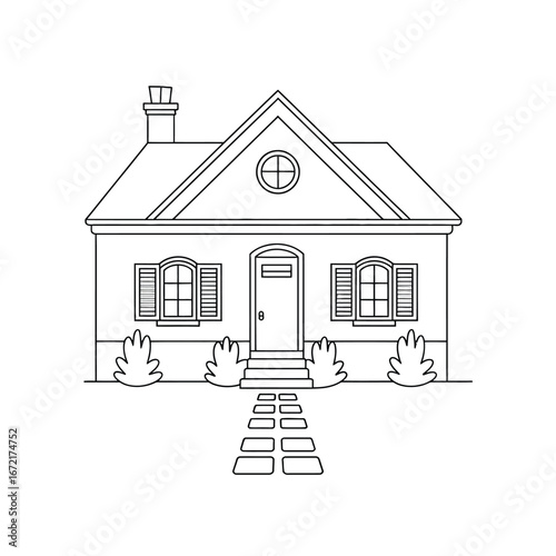 Charming cottage vector illustration scalable eps for real estate and home design projects white background
