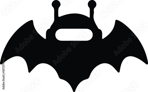 Illustrator Vector Alien in Robot Costume With Bat Wings silhouette