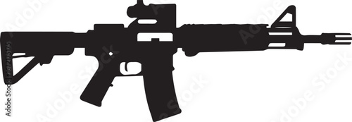 black silhouette m4 carbine assault rifle vector illustration with collapsible stock pistol grip